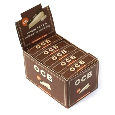 Obrázek OCB 15160 Unbleached Virgin Filter Tips Ekologický papír nebělený s perforací, 25 sešitů à 50 lístků (18 x 60 mm)