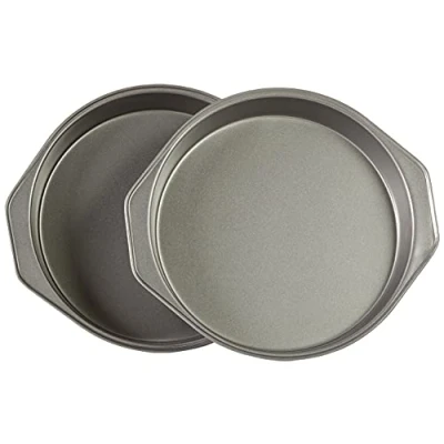 Obrázek Amazon Basics Kulaté pečicí formy na koláče, 22,8 cm, nepřilnavý povrch, karbonová ocel, balení po 2 kusech, šedá