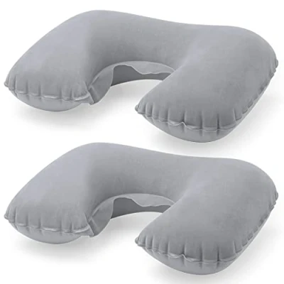Obrázek eBuyGB Aufblasbares Nackenkissen mit Tasche, Polyester, Grau, 2 Stück