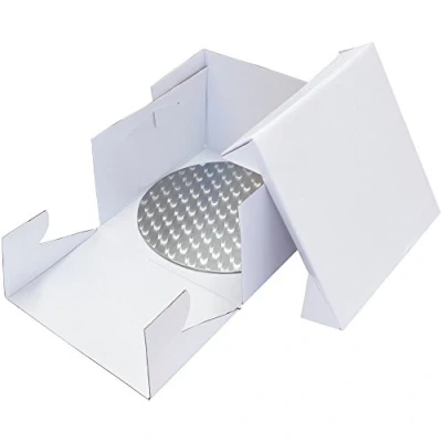 Obrázek PME BBR880 kulatá podložka na dort a krabička dorty 22 cm, plast, bílá, 23 x 15,2 cm
