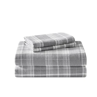 Obrázek Laura Ashley Sheets Baumwollflanell Bettwäsche Set, Baumwolle, Mulholland Plaid Grey, Volle Größe