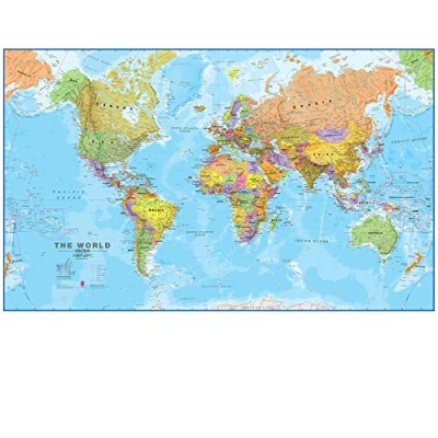 Obrázek Velká mapa světa plakát politický mapy laminovaný 201 x 116,5 cm Maps International