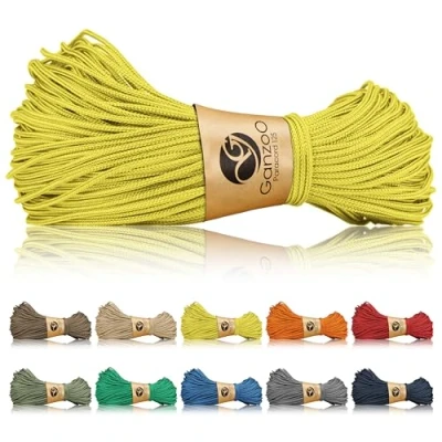 Obrázek Ganzoo © Paracord 125 lano 1 mm lanko, nylon a polyester, univerzální na náramek, psí obojek, vodítko pro psy vazby, tamping, kempování přežití, žluté