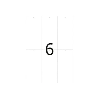 Obrázek HERMA 8047 stabilní přívěsek perforovaný, 100 listů, 70 x 148,5 mm, 6 na arch A4, 600 kusů, potisknutelný, matný, prázdný přívěšek cenu, k výrobku z papíru/fólie/kompozitního papíru, bílý