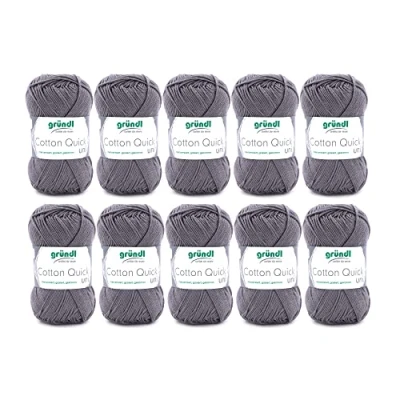 Obrázek Gründl Cotton Quick Uni pletací příze / háčkovací příze, 10 klubko à 50 g (barevná ze 100% bavlny, certifikace Öko Tex, 125 m, tloušťka jehlic: 3 4, x g), myší šedá