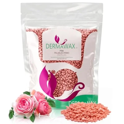Obrázek Dermawax 1 kg růžových voskových perel pro odstranění chloupků depilace bez proužků obličej obočí paže nohy bikiny odstraňování intimní oblast všechny typy pleti (1