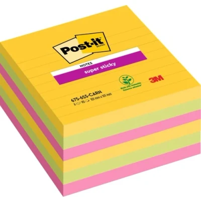 Obrázek Post it Super Sticky Notes, Carnival Collection, linkovaný, 101 mm x mm, 6 bloků á 90 listů za výhodnou cenu
