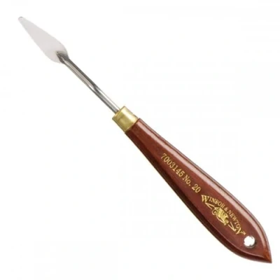 Obrázek Winsor &amp; Newton 7003145 Nůž na malování akrylových barev a olejových s elastickou čepelí ergonomickou rukojetí z přírodního dřeva v profesionální kvalitě č. 20