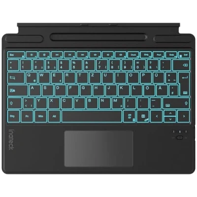 Obrázek Inateck klávesnice Surface Pro 9, kompatibilní s 11/10/9/8/X, funkce KI, touchpadem 7 barev podsvícení a držákem pera, QWERTZ, KB05114