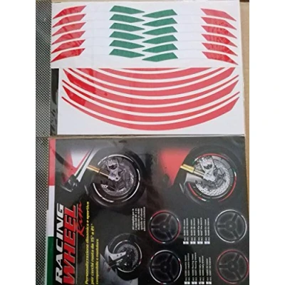 Obrázek 4R Quattroerre.it 10398 Wheel Rim Stripes modulare Klebestreifen für Motorradfelgen, Italien Flagge Rot