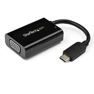Obrázek StarTech.com USB C auf VGA Adapter mit Power Delivery 1080p Typ Monitor Video Konverter Ladefunktion 60W PD Pass Through Thunderbolt 3 Kompatibel Schwarz (CDP2VGAUCP)