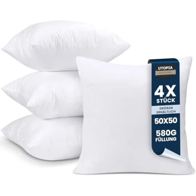 Obrázek Utopia Bedding 4dílná sada výplní polštáře 50 x cm, vnitřní polštář plnicí na pohovku (bílý)