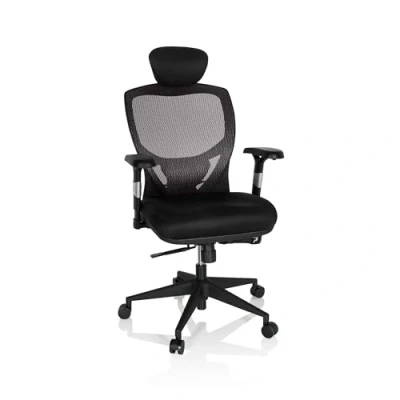 Obrázek hjh OFFICE Profi kancelářská židle Venus Base látka/síť Ergonomická otočná židle, nastavitelná zádová opěrka, výška sedadla, šedá/černá 657130