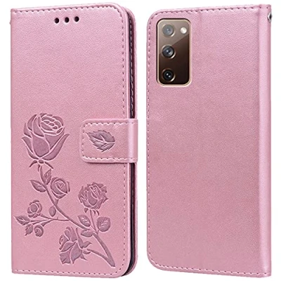 Obrázek PKQTOP pouzdro pro Samsung Galaxy S20 FE na mobil, zaklapávací pouzdro, funkce stojánku, přihrádka karty, silikonový nárazník, ochranné odolné proti nárazu