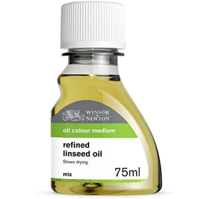 Obrázek Winsor &amp; Newton 2621748 Čištěný lněný olej pro olejové barvy, odolný proti stárnutí, zvyšuje lesk a průhlednost olejových barev, zpomaluje proces sušení láhev 75 ml