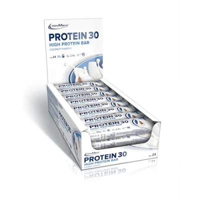 Obrázek IronMaxx Protein 30 proteinových tyčinek kokosový ořech 24 x 35 g proteinové tyčinky bez palmového oleje s vitamíny vhodné pro stravu nízkým obsahem cukru a nízkosacharidovou stravou