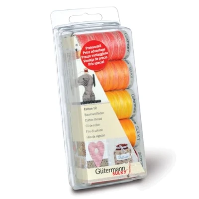 Obrázek Gutermann Gütermann sada nití, Embroidery 12,100% Sunny, bavlna, jedna velikost, 1000