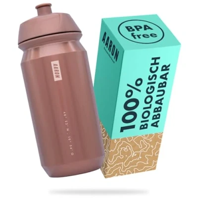 Obrázek AARON ECO láhev na pití 100% biologicky odbouratelná, 500 ml, lehká a odolná proti vytečení, praktická vodu bez BPA pro sport, fitness, turistiku, outdoor v bronzové barvě