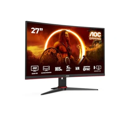 Obrázek AOC Gaming CQ27G2SE 27 palců QHD zakřivený monitor, FreeSync Premium (2560 x 1440, 165 Hz, HDMI 1.4, DisplayPort 1.2) černo červená