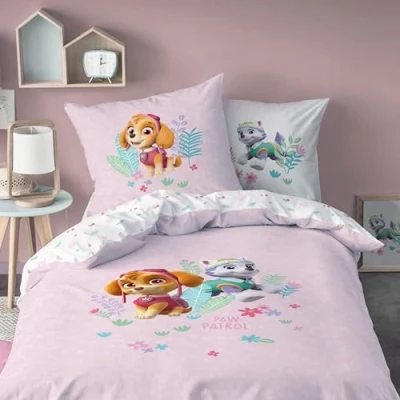 Obrázek Ložní prádlo 135 x 200 flanel, Biber Paw Patrol Skye &amp; Everest hebce měkké na podzim a zimu, 1x povlak polštář 80 + povlečení 200, 100 % bavlna, dívčí