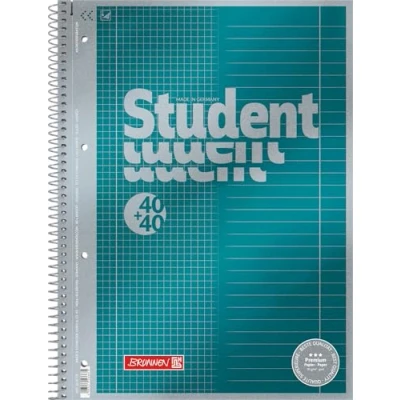 Obrázek Brunnen 1067174 Poznámkový blok / školní Student Premium Duo (zušlechtěný titulní list s metalickým efektem, A4, linkování 27 + 28, 90 g/m², 40 listů linkovaný, čtverečkovaný)