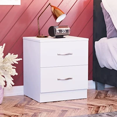 Obrázek Vida Designs Riano Nachttisch mit 2 Schubladen, Weiß, Ablagetisch