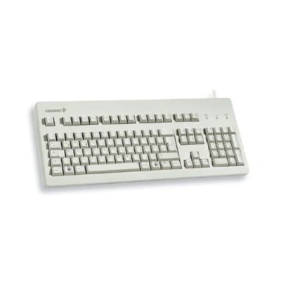 Obrázek CHERRY G80 3000, kabelová mechanická klávesnice, rozložení EU (QWERTY), USB přípojka, robustní, programovatelná tlačítka, spínače MX BLUE, světle šedá