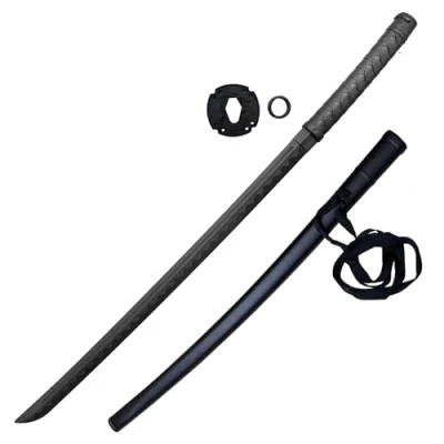 Obrázek Trainingskatana, japanisches Schwert, aus Polypropylen, Bokken, mit Tasche und Tsuba, 105 cm, Schwarz