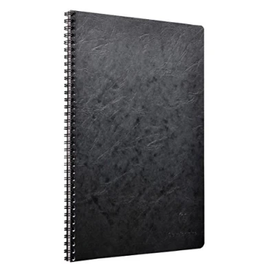 Obrázek Clairefontaine 781421C Agebag spirálový sešit (DIN A4, 21 x 29,7 cm, 50 listů, čtverečkovaný, dvojitá spirálová vazba, praktická na cesty, robustní a odolná), 1 kus, černá