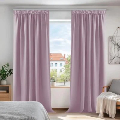 Obrázek Deconovo Neprůhledný závěs zatemňovací dětský pokoj, 229 x 168 cm (výška šířka), světle růžová, sada 2 ks