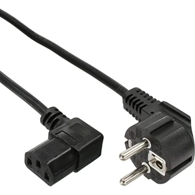 Obrázek InLine 16651L síťový kabel, ochranný kontakt zahnutý na zástrčku pro studená zařízení C13 zahnutý, 0,5 m, šedý