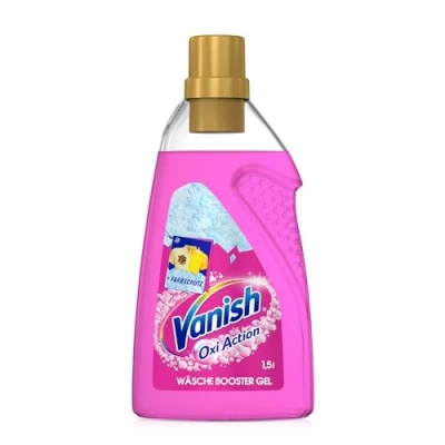 Obrázek Vanish Oxi Action gel Pink 1 x 1,5 l odstraňovač skvrn a na posilování prádla bez chlóru pro barevné prádlo