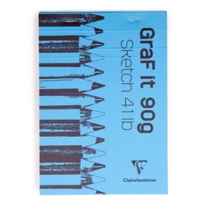 Obrázek Clairefontaine 96629C Skizzenblock Graf it, DIN A7, 7,4x10,5 cm, 80 Blatt, 90g, blanko, geheftet, ideal für Trockentechiken, 1 Stück, farbig sortiert