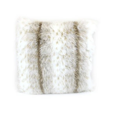 Obrázek Gözze Obal na polštář do bytu, umělá kožešina ve vzhledu ušlechtilé kožešiny, design Lynx, 50 x cm bílá/béžová