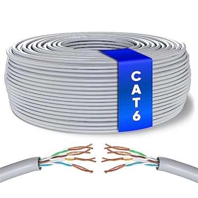 Obrázek Mr. Tronic 25m Ethernet síťový kabel Cat 6, LAN pro rychlý a spolehlivý internet, AWG24 masový 6 Bulk 1 Gbps, 250 MHz, UTP CCA (25 metrů, šedý)