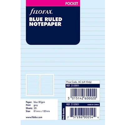 Obrázek Filofax Kapesní poznámkový papír 213001, linkovaný, modrý