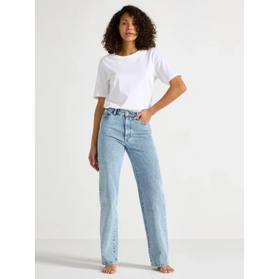 Obrázek Lindex Hanna HIGH WIDE Džíny Straight Fit, Ženy, Velikost: 46, Light denim