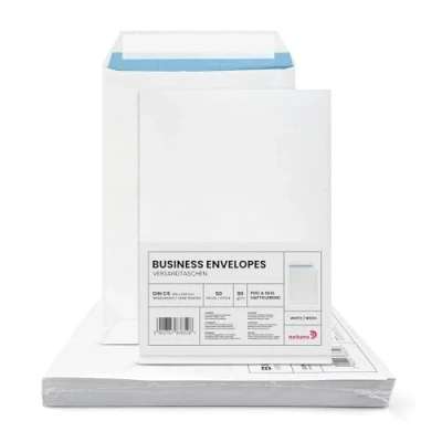 Obrázek Netuno 50x přepravní taška DIN C5 bílá 162 x 229 mm 90 g velká dopisní obálka maxi dopis lepicí bez okénka a5 zásilková papír envelope big