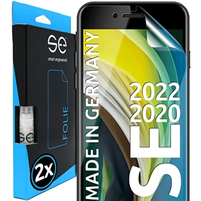 Obrázek 2x se® 3D ochranná fólie průhledná pro Apple iPhone SE 2020 / 2022, samoopravující, 100% kompatibilní s otiskem prstů a FaceID, jednoduchá instalace bez bublin, ultra čirá, odolná proti poškrábání, z