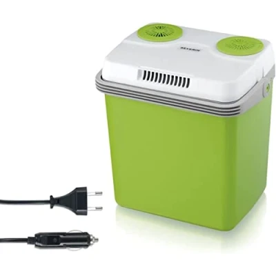 Obrázek SEVERIN KB 2922 Elektrický chladicí box (s funkcí chlazení a zahřívání, 20 L, včetně 2 připojení: síťové připojení další 12 V připojovací kabel pro zapalovač cigaret) zeleno šedá
