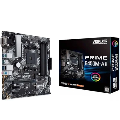 Obrázek Asus Prime B450M A II základní deska patice AM4 (mATX, AMD Ryzen, DDR4 paměť, M.2, SATA 6Gbit/s, USB 3.1 Gen 2 Typ A. Aura Sync)