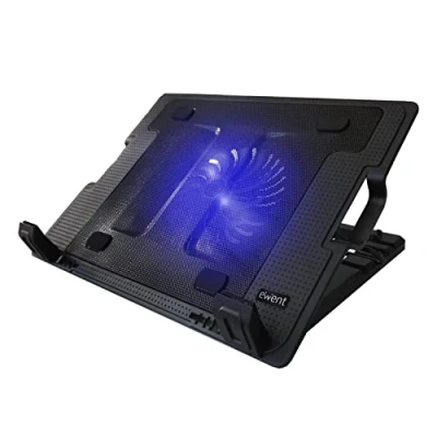 Obrázek Ewent EW1258 Laptop chladič 12 17 palců, 1 ventilátor s modrými LED diodami, 2 USB porty, chladicí podložka, podložka na notebook černý