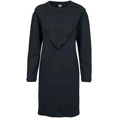 Obrázek Urban Classics Ladies Terry Volant Dress Denní šaty, Ženy, Velikost: Medium, Black