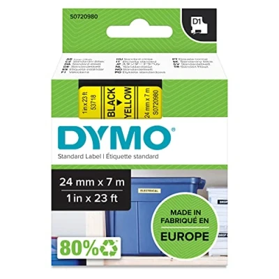 Obrázek Dymo S0720770 D1 etikety (samolepicí, pro tiskárnu LabelManager, role 6 mm x 7 m), černá na průhledné.