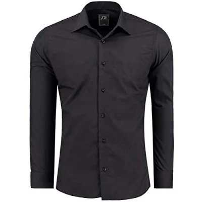 Obrázek J&#039;S FASHION Pánská košile Slim Fit s dlouhým rukávem pro volný čas snadná údržba snadné žehlení, 1 černá