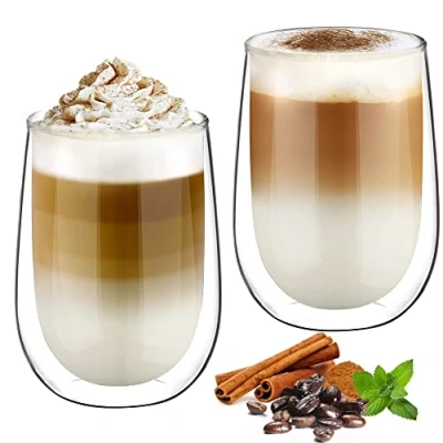 Obrázek glastal 350 ml dvouplášťové sklenice na latte macchiato sada borosilikátového skla šálky kávu sklo 2 ks sklenic čajové cappuccino, latte, čaj, ledový Iced