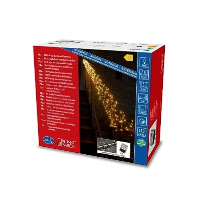 Obrázek Konstsmide 3862 800 Micro LED cluster lehký řetězec &quot;Cluster&quot; / pro venkovní použití (IP44) s 8 funkcemi, řídicí jednotkou a funkcí paměti 768 jantarově zbarvených diod 36V vnější transformátor černý kabel