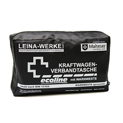 Obrázek Leina Werke 11054 autolékárnička Compact Ecoline s výstražnou vestou a suchým zipem, černá/bílá