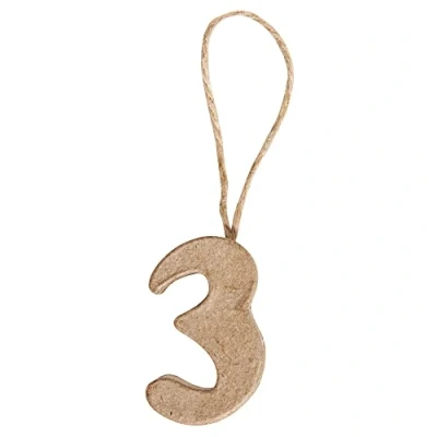 Obrázek Rayher 67104000 Pappmaché číslice &quot;3&quot; FSC Recycled 100 %, 4x2,2x1 cm, s přívěskem