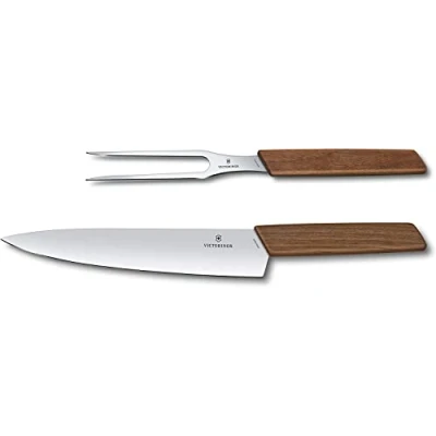 Obrázek Victorinox, Swiss Modern, profesionální porcovací sada, 2dílná, extra ostrá, nerezová ocel, ušlechtilá dřevěná rukojeť, hnědá